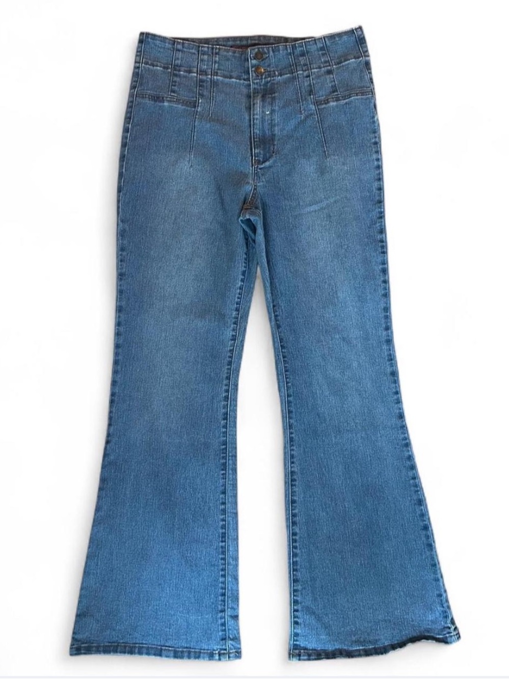 High-Rise Flared Jeans Y2K Medium Wash Retro Vintage Inspired